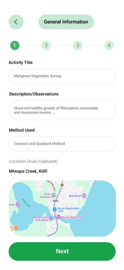 Add Field Log Screen