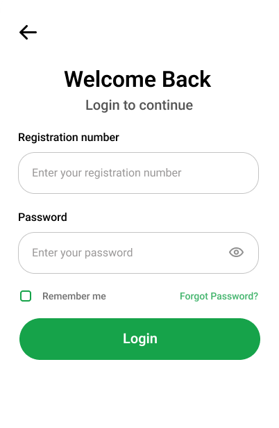 Student Login Screen